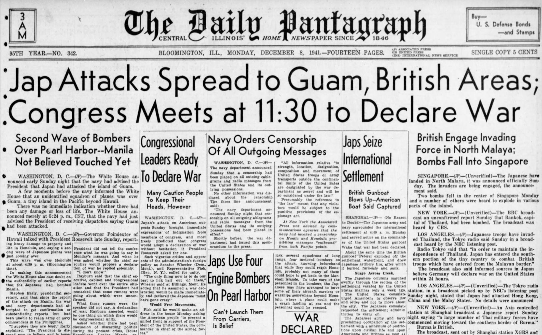 December 08, 1941 - Attack on Pearl Harbor